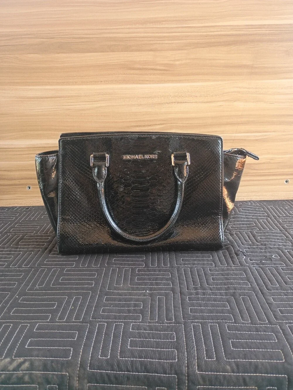 Michael Kors Selma Embossed-Leather Satchel